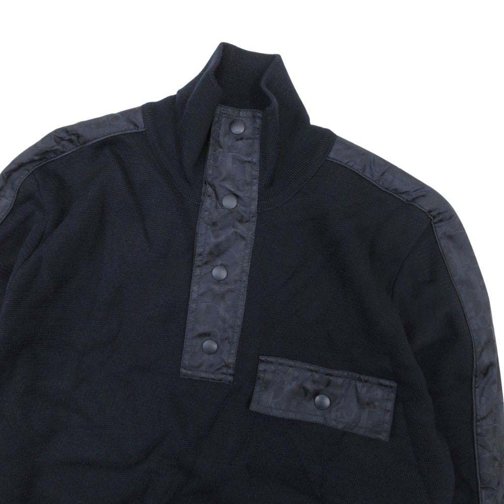 Dior Homme Oblique Kujagado Knit High Neck Sweater Long Sleeve Side Line S Navy