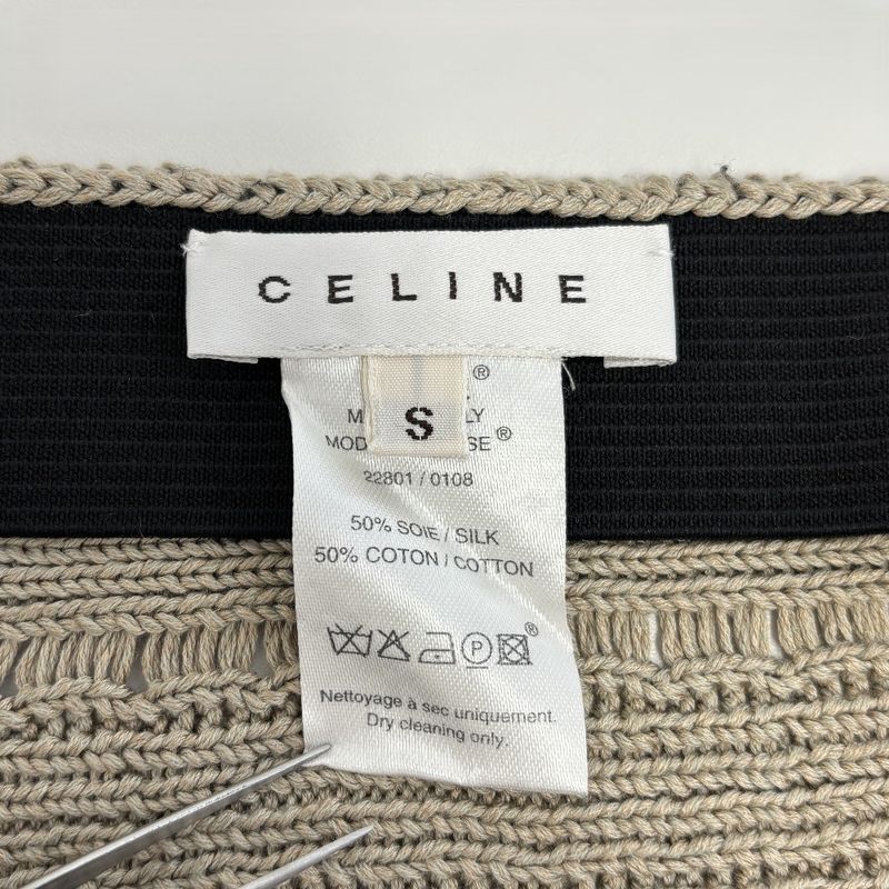 Celine Silk Cotton Knit Fuscato S Beige Skirt