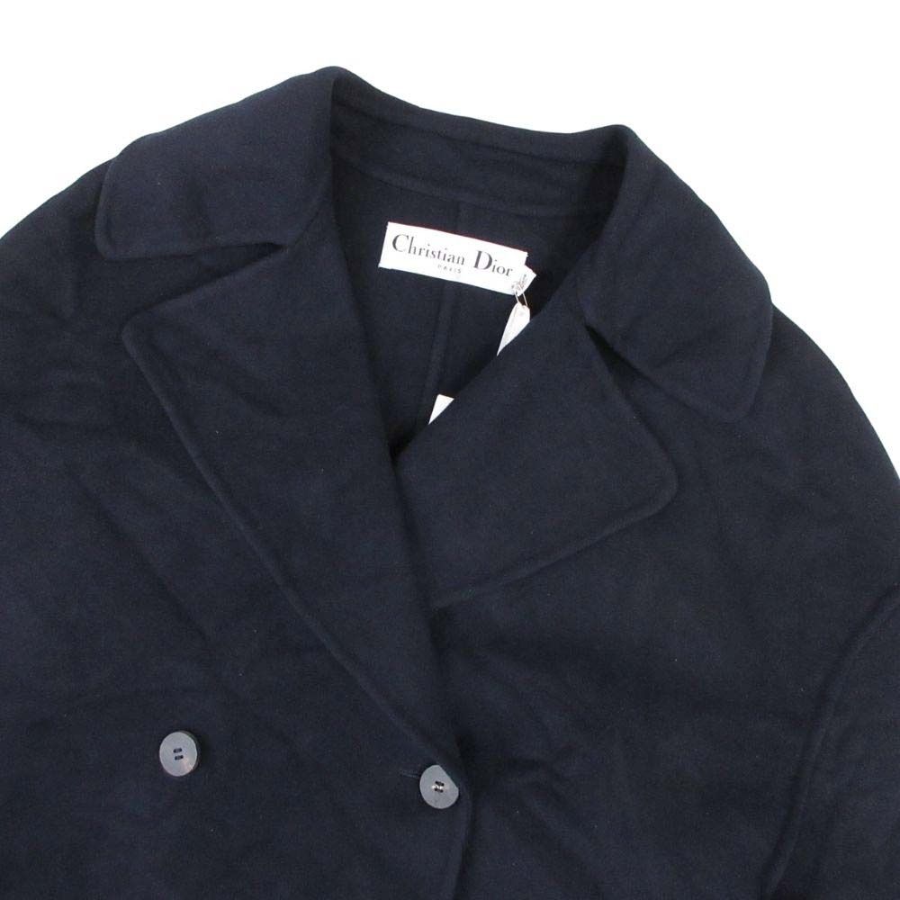 Dior Double Face Cashmere Melton Coat Oversize 36 Navy