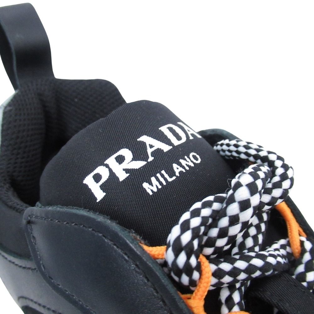 Prada Block Sneakers Volume Sole Low Top Platform Shoes Logo 37.5 Black