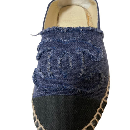 Chanel 14c CC Logo Espadrilles 35 22.5 cm Navy