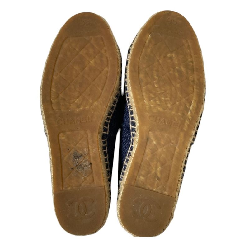 Chanel 14c CC Logo Espadrilles 35 22.5 cm Navy