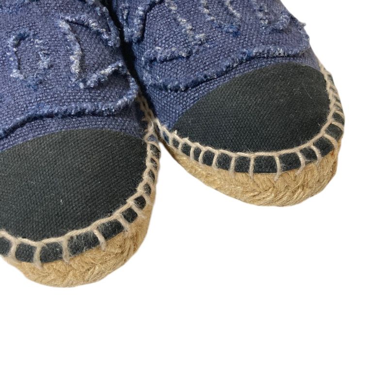 Chanel 14c CC Logo Espadrilles 35 22.5 cm Navy
