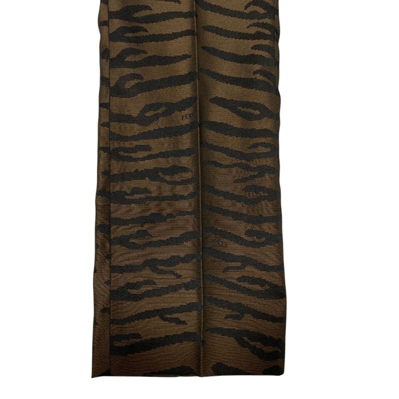 Fendi Animal Jacquard Straight Pants 40 Black Brown