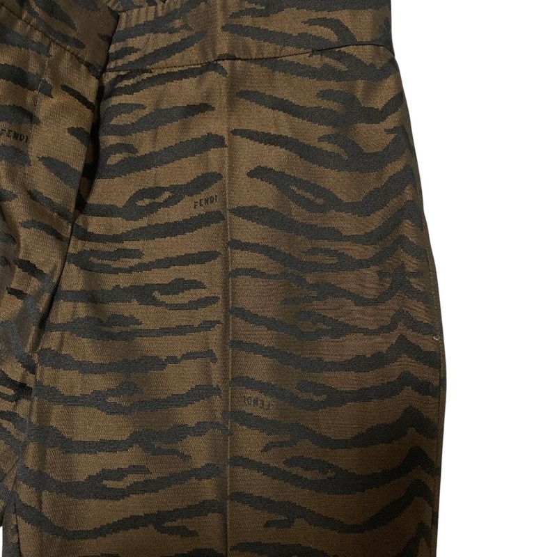 Fendi Animal Jacquard Straight Pants 40 Black Brown