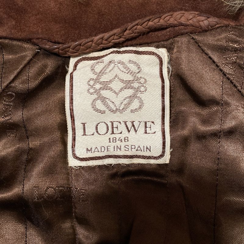 Loewe Vintage Koyo Tefa Suede Leather Belted Long Coat 42 Brown