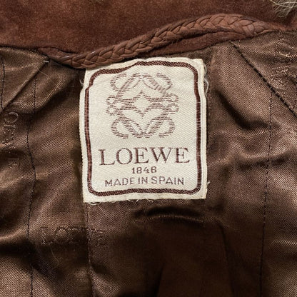Loewe Vintage Koyo Tefa Suede Leather Belted Long Coat 42 Brown