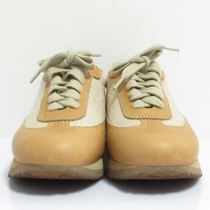Hermes Quick Leather Canvas Sneakers 35 22.5 cm Camel