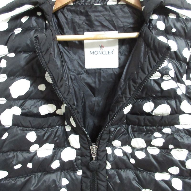 Moncler Bussiere Dot Pattern Down Jacket 1 Black White