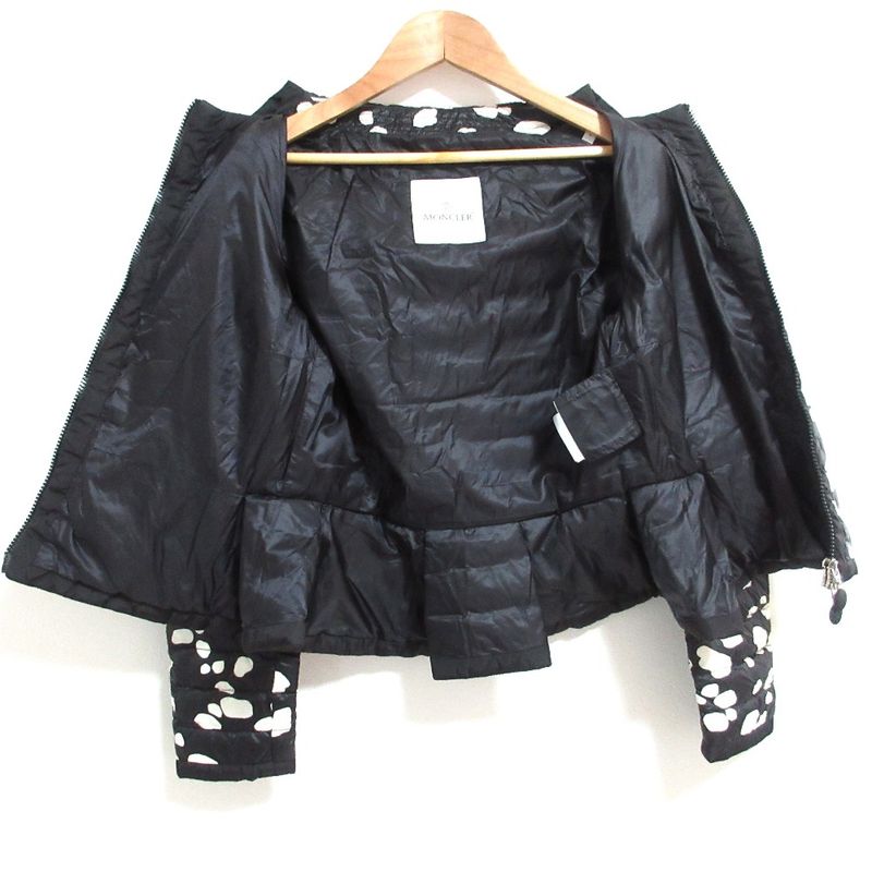 Moncler Bussiere Dot Pattern Down Jacket 1 Black White