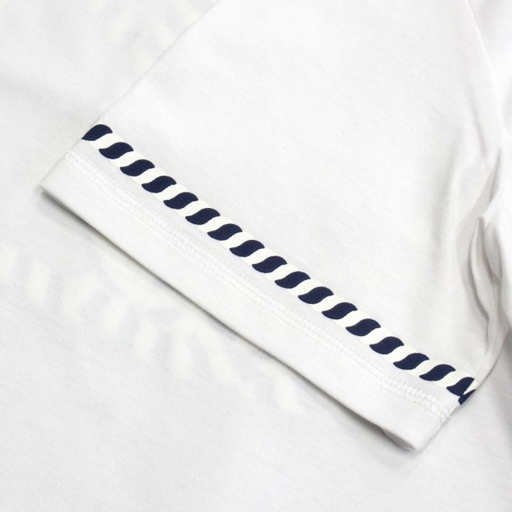 Hermes Canoe Chaine D'ancre Print Dress Cartouche 34 White Navy