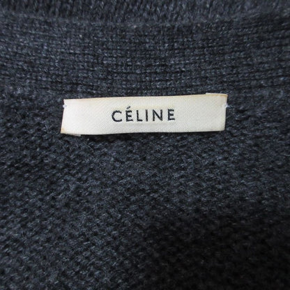 Celine Phoebe Philo Era Triomphe Embroidery Cashmere Knit Cardigan XS Gray