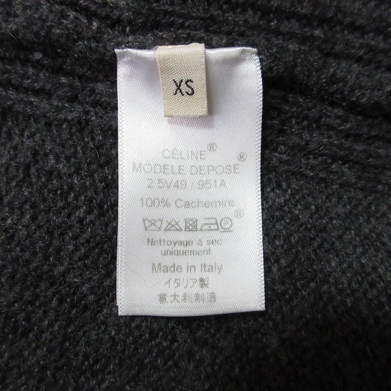 Celine Phoebe Philo Era Triomphe Embroidery Cashmere Knit Cardigan XS Gray