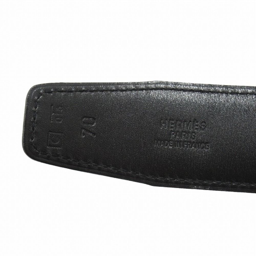 Hermes Buckle Reversible Belt Leather Constance Gold Vintage 70 cm Gray Black