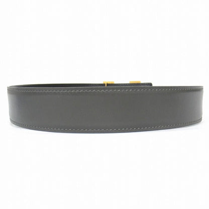 Hermes Buckle Reversible Belt Leather Constance Gold Vintage 70 cm Gray Black