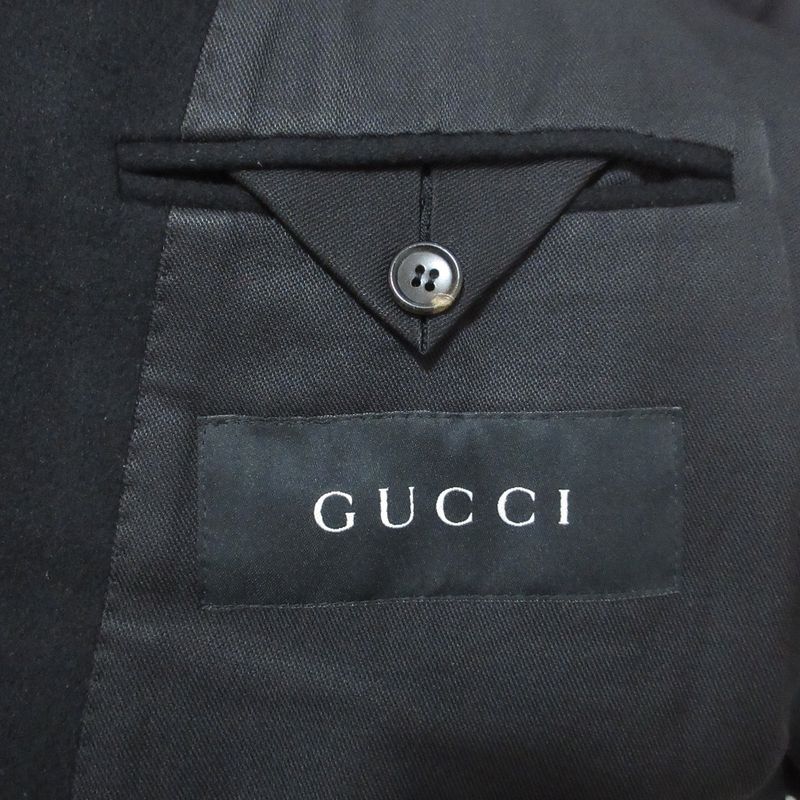Gucci Era Gold Button Peacoat Jacket Black