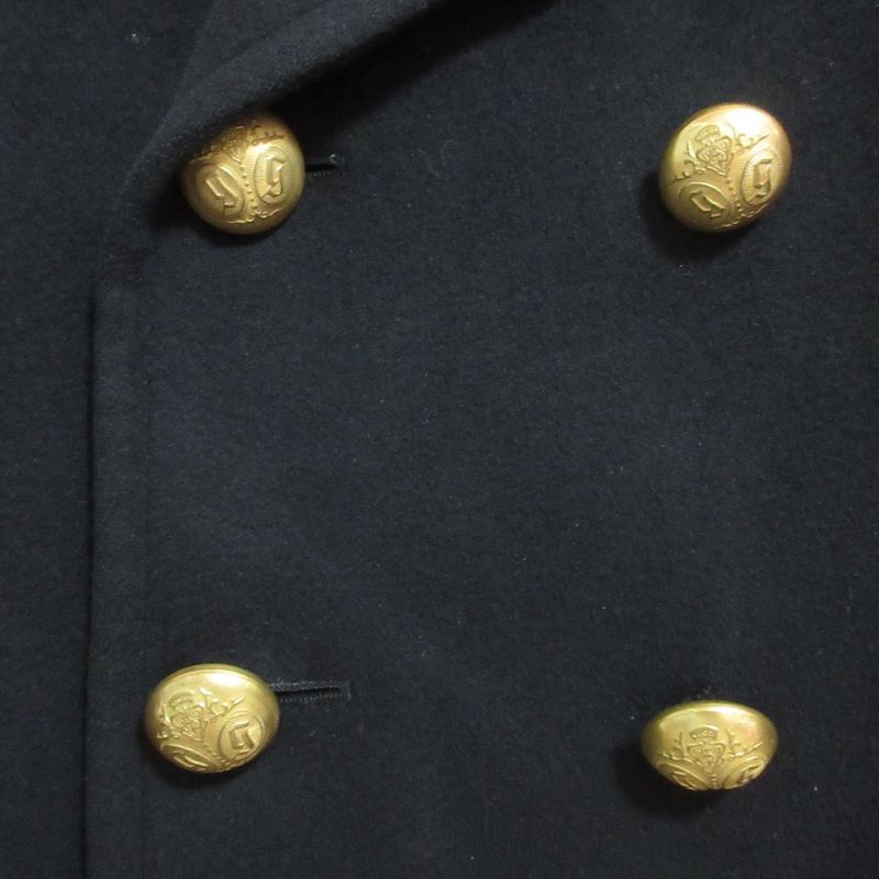 Gucci Era Gold Button Peacoat Jacket Black