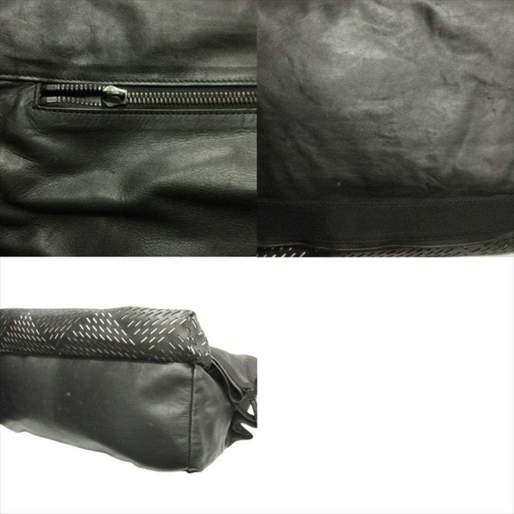 Bottega Veneta Perforated Messenger Bag Shoulder Intrecciato Black