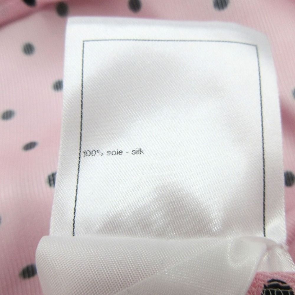 Chanel Silk Twill CC Logo Dot Sleeveless Shirt Blouse Top Button 38 Pink