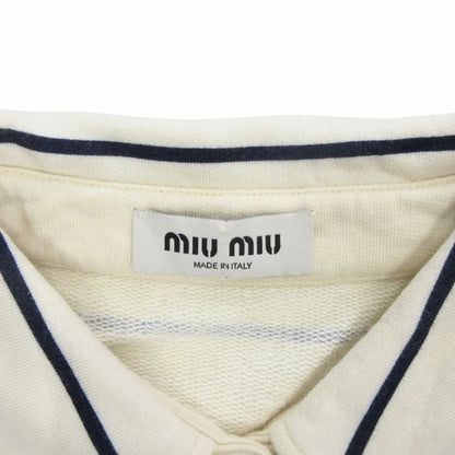 Miu Miu Cotton Cropped Trainers Sweatshirt Polo Shirt Long Sleeve Border M Ivory
