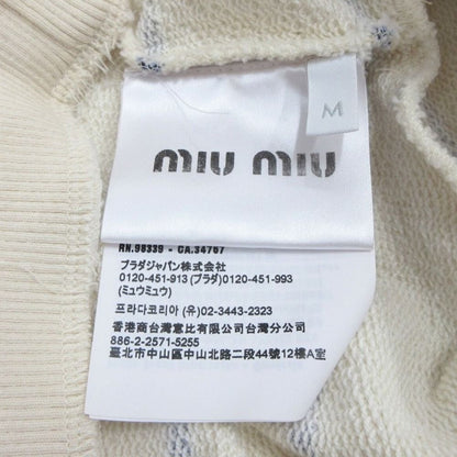 Miu Miu Cotton Cropped Trainers Sweatshirt Polo Shirt Long Sleeve Border M Ivory