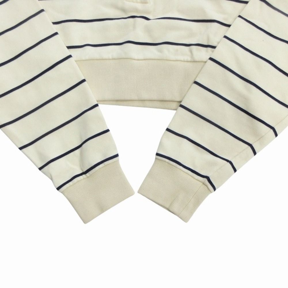 Miu Miu Cotton Cropped Trainers Sweatshirt Polo Shirt Long Sleeve Border M Ivory