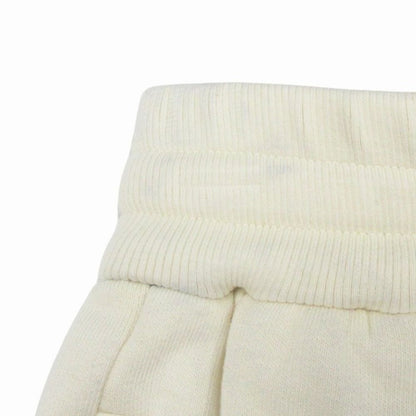 Miu Miu Cotton Sweatshirt Shorts Pants Border Logo Embroidery XS Ivory
