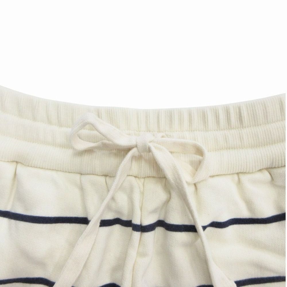 Miu Miu Cotton Sweatshirt Shorts Pants Border Logo Embroidery XS Ivory