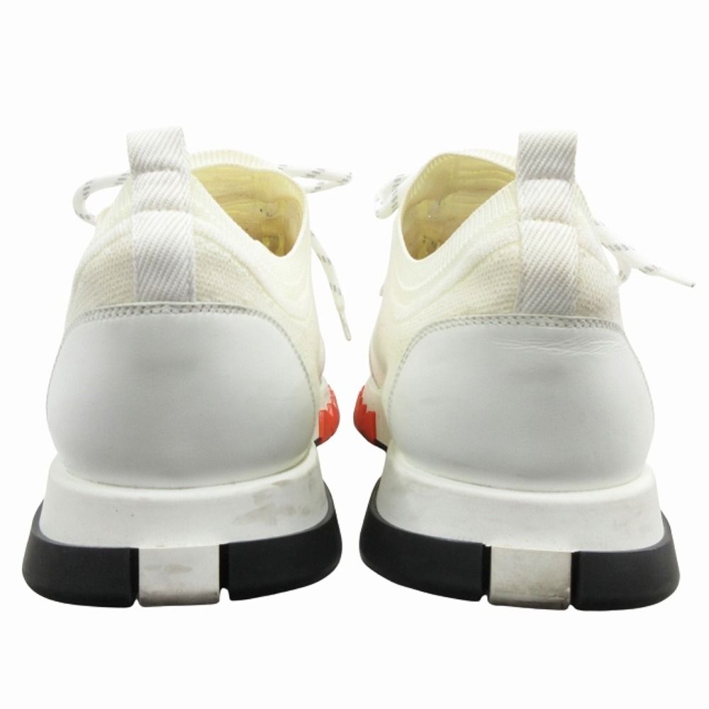 Hermes Addict Knit Sneakers Shoes Low Cut 43 White Orange