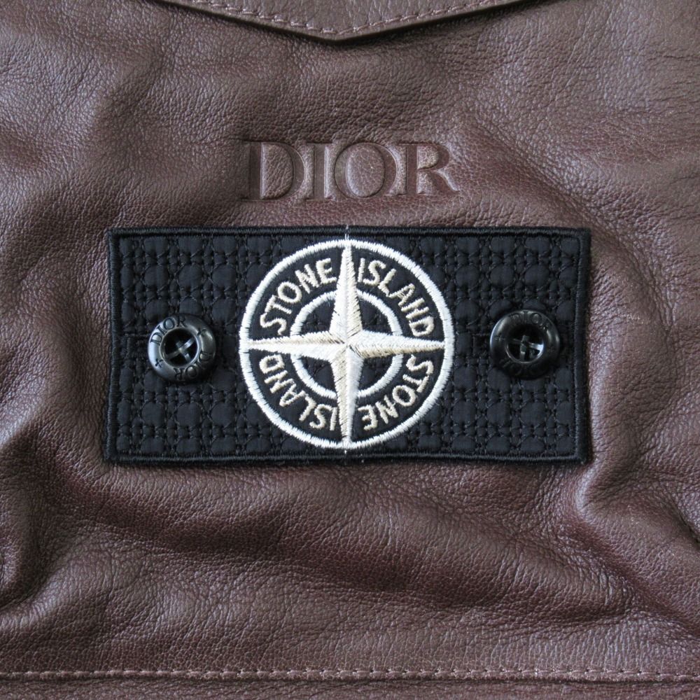 Dior Stone Island Lambskin Jacket Distressed 48 Brown