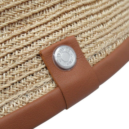 Hermes Garance Hemp Leather Cap Hat Series Logo 57 Natural