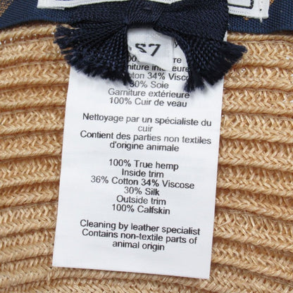 Hermes Garance Hemp Leather Cap Hat Series Logo 57 Natural