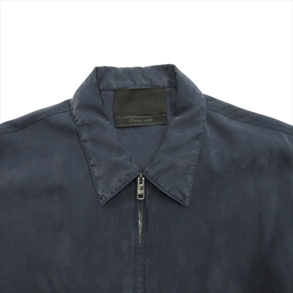 Prada Triangle Patch Silk Jacket Raf Simons Era M Navy