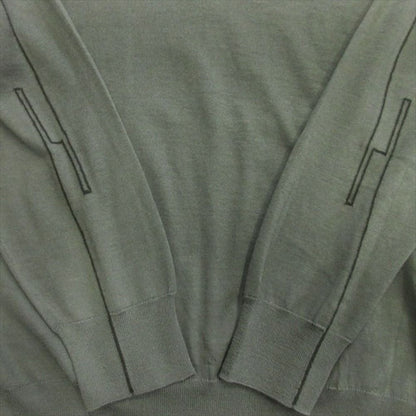 Hermes Cashmere Silk Knit Sweater Crew Neck Line M Green