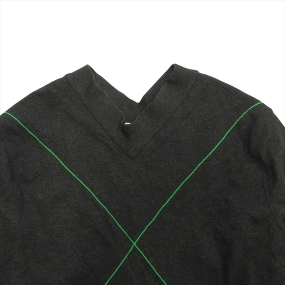 Bottega Veneta Cross Stitch Knit Sweater Wool Metal Neck L Black Paraquito Green
