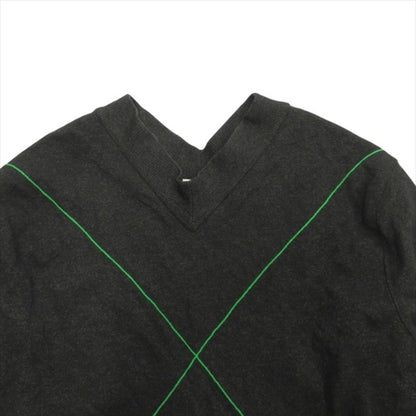 Bottega Veneta Cross Stitch Knit Sweater Wool Metal Neck L Black Paraquito Green