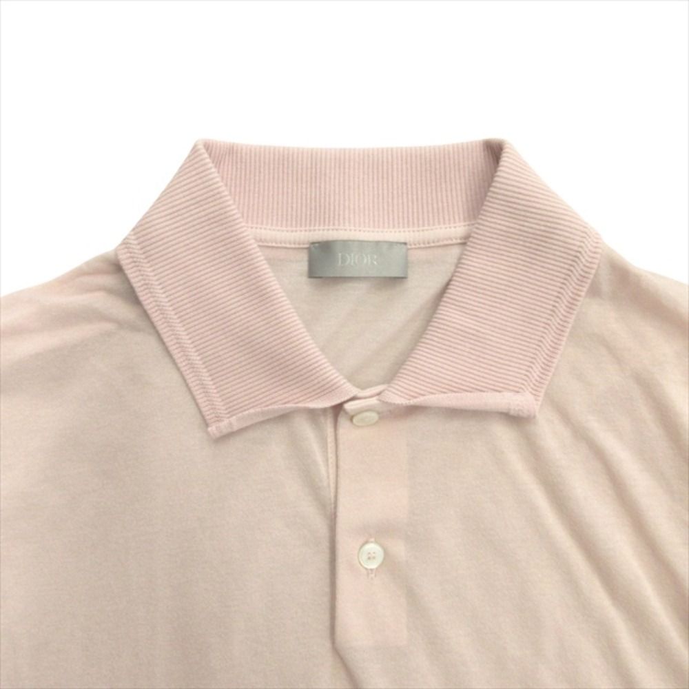 Dior Sheer Long Polo Shirt Top Long Sleeve Logo Embroidery Xs Pink