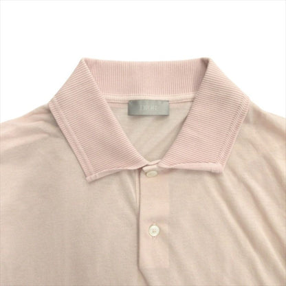 Dior Sheer Long Polo Shirt Top Long Sleeve Logo Embroidery Xs Pink