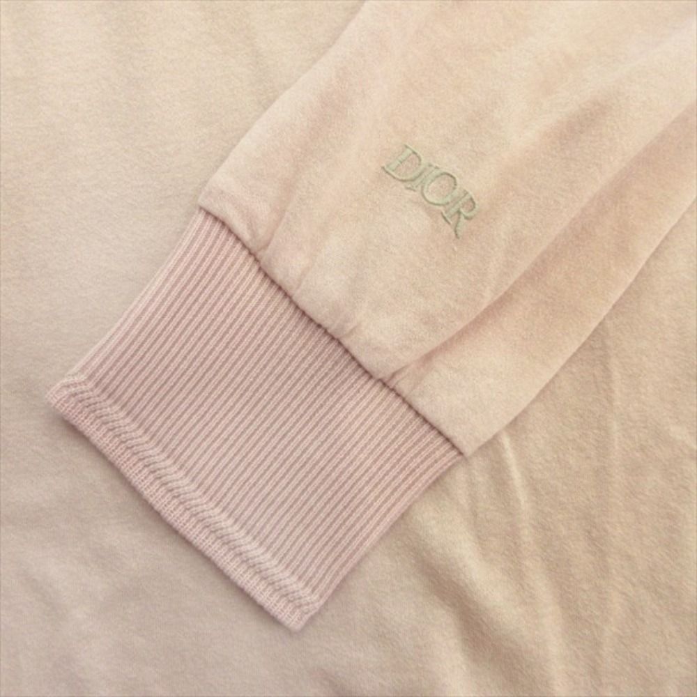 Dior Sheer Long Polo Shirt Top Long Sleeve Logo Embroidery Xs Pink