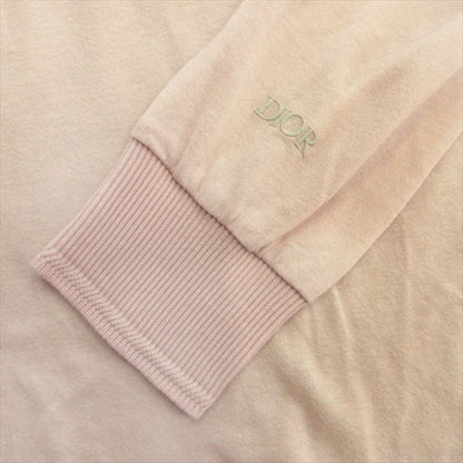 Dior Sheer Long Polo Shirt Top Long Sleeve Logo Embroidery Xs Pink