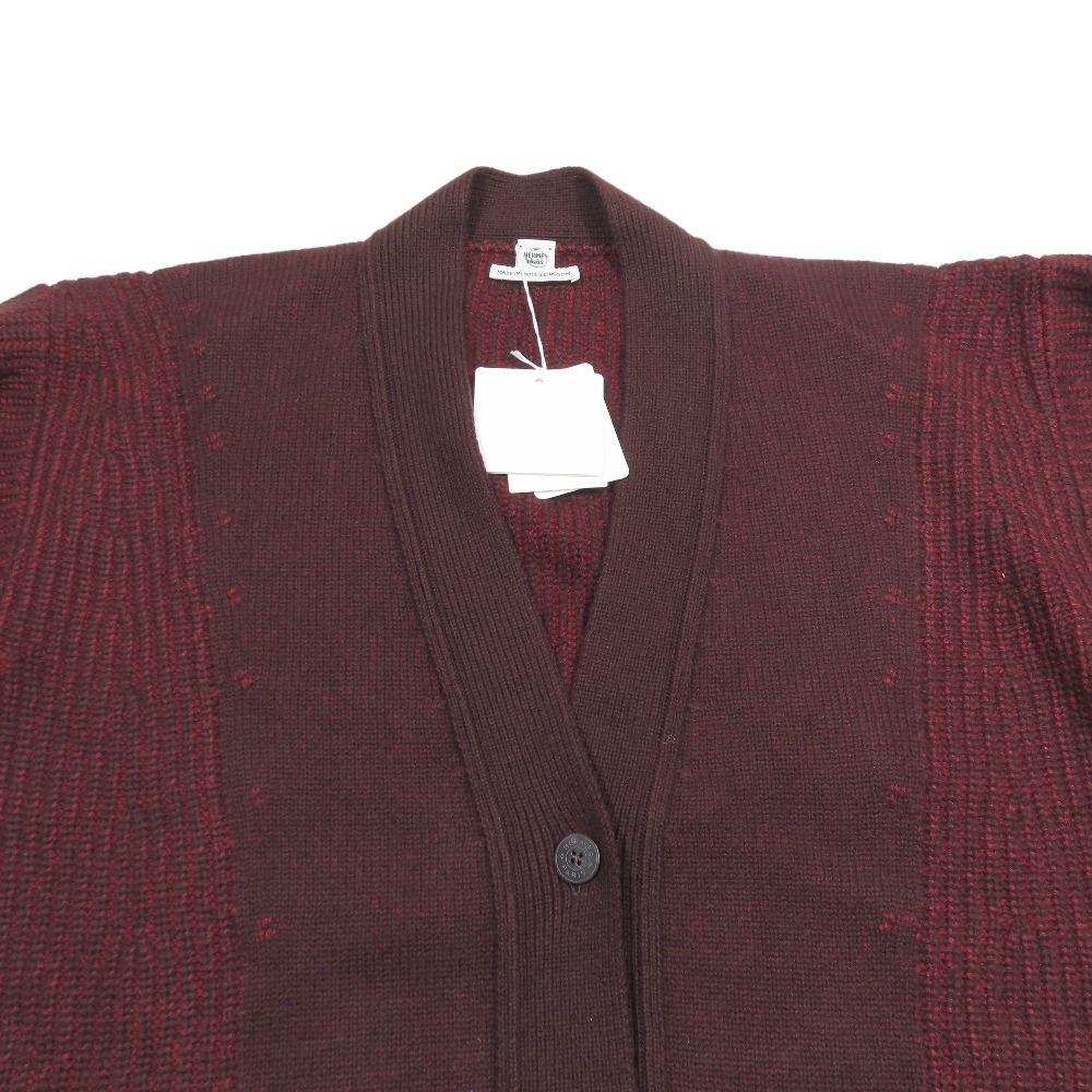 Hermes Cashmere Over Silhouette Long Cardigan Melange Knit Sweater Long Sleeve
