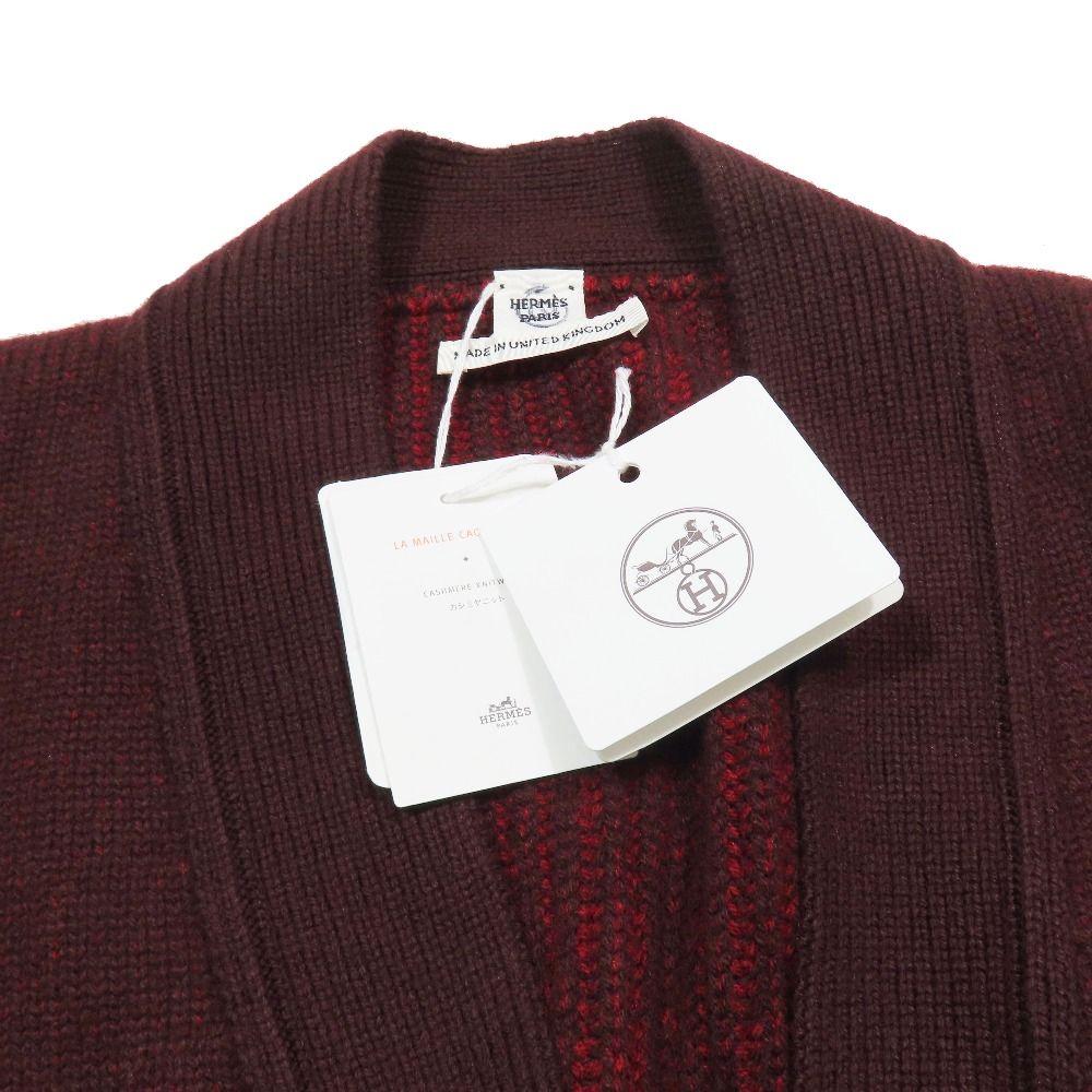 Hermes Cashmere Over Silhouette Long Cardigan Melange Knit Sweater Long Sleeve