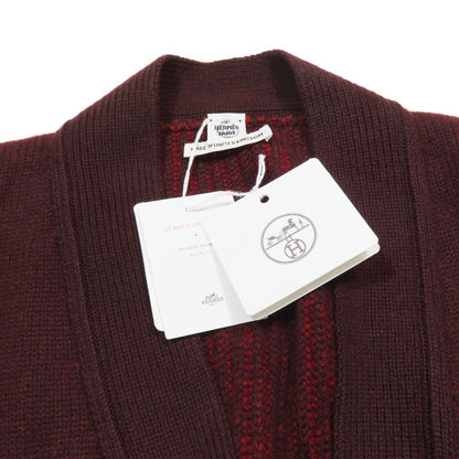Hermes Cashmere Over Silhouette Long Cardigan Melange Knit Sweater Long Sleeve