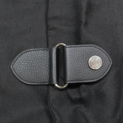 Hermes Linen Colorless Coat Jacket Long Series Button Leather Belt 38 Black