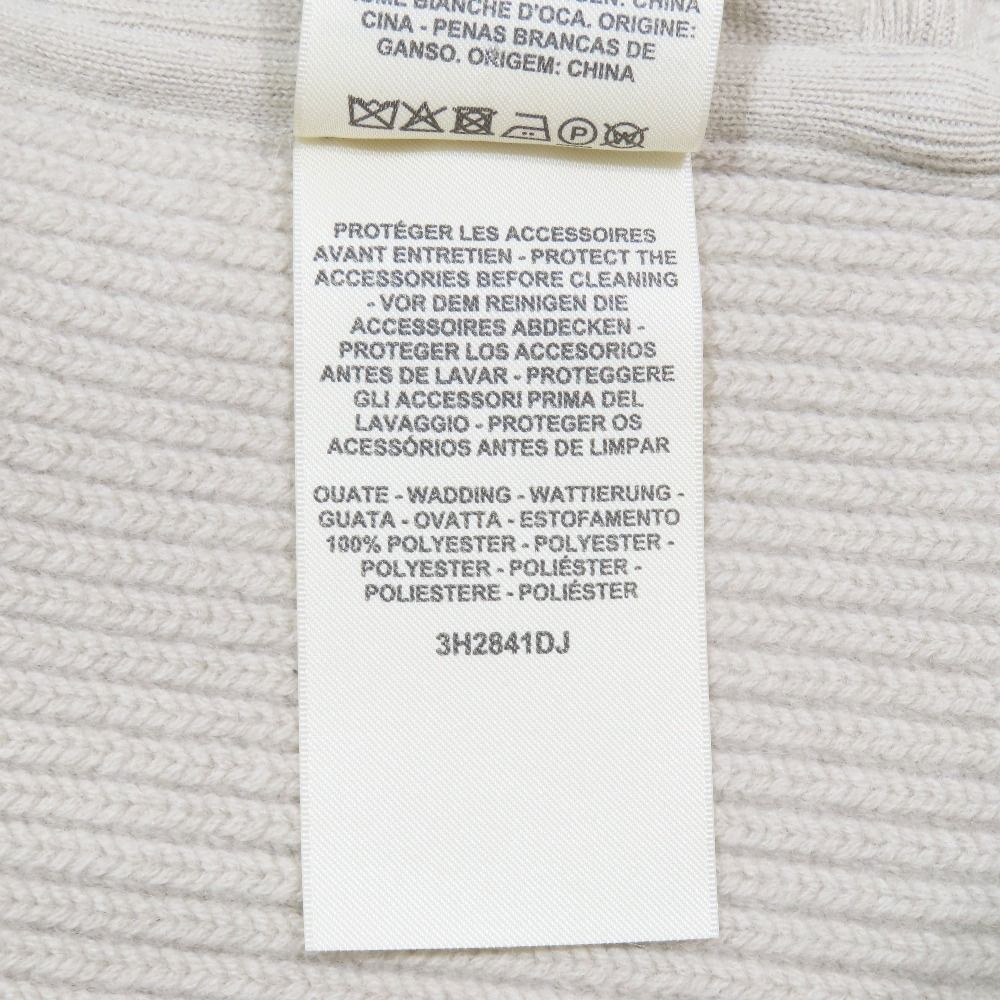 Hermes Twill Lane Knit Quilted Contrast Long Down Jacket Vest Zip Up 36 Beige