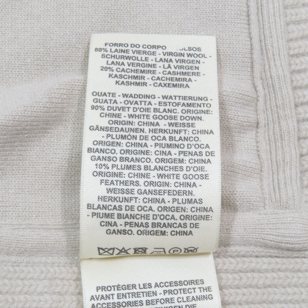 Hermes Twill Lane Knit Quilted Contrast Long Down Jacket Vest Zip Up 36 Beige