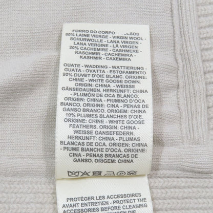Hermes Twill Lane Knit Quilted Contrast Long Down Jacket Vest Zip Up 36 Beige
