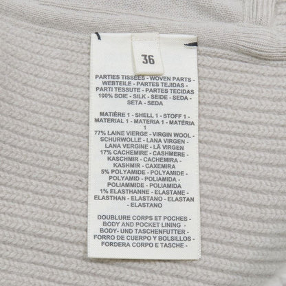 Hermes Twill Lane Knit Quilted Contrast Long Down Jacket Vest Zip Up 36 Beige