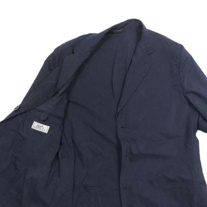 Hermes Nylon Stretch Tailored Jacket Black Leather No Vent 52 Navy