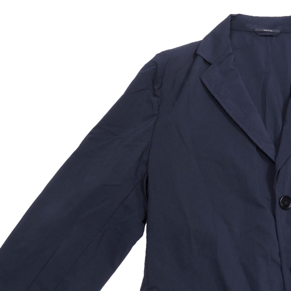 Hermes Nylon Stretch Tailored Jacket Black Leather No Vent 52 Navy
